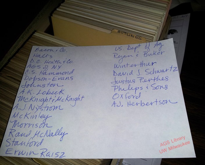 List of publishers represented among the AGS Library holdings.