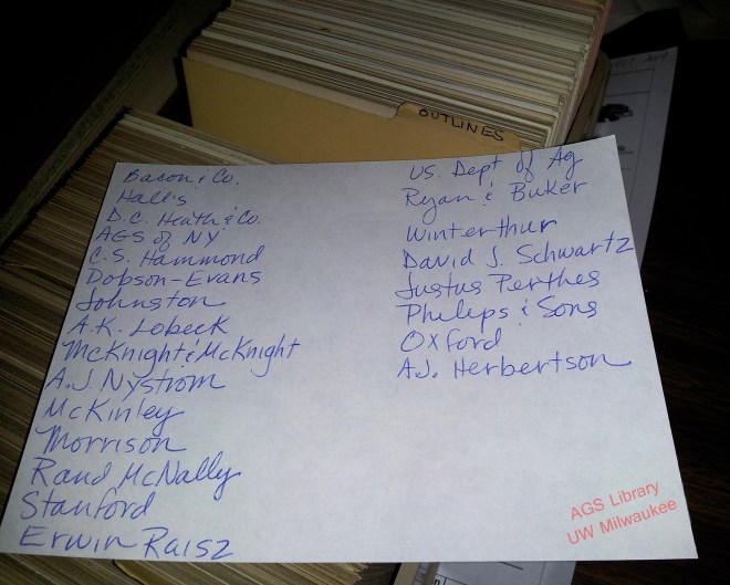 List of publishers represented among the AGS Library holdings.